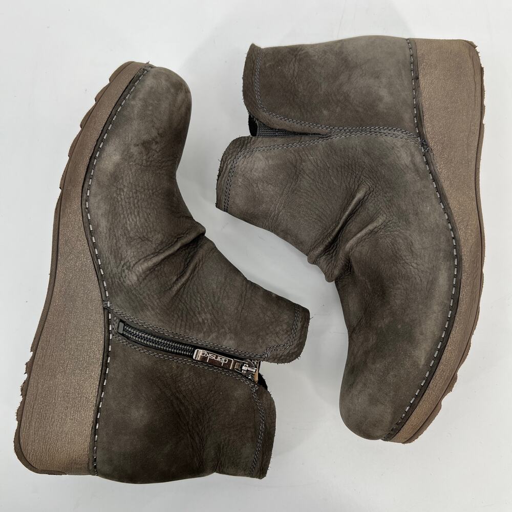 Dansko Caley Wedge Bootie Womens EU 41 US 10.5-11 Gray Nubuck Leather Ruched - Picture 6 of 15